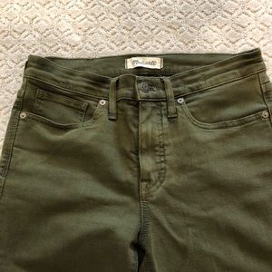 Olive Green Madewell 9” High Rise Skinny Jeans (Size 29)